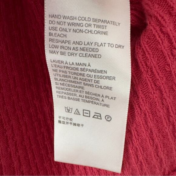 Free People We the Free Smocked Neck Short Sleeve Top Textured Knit Raw Hem EUC - Picture 10 of 12